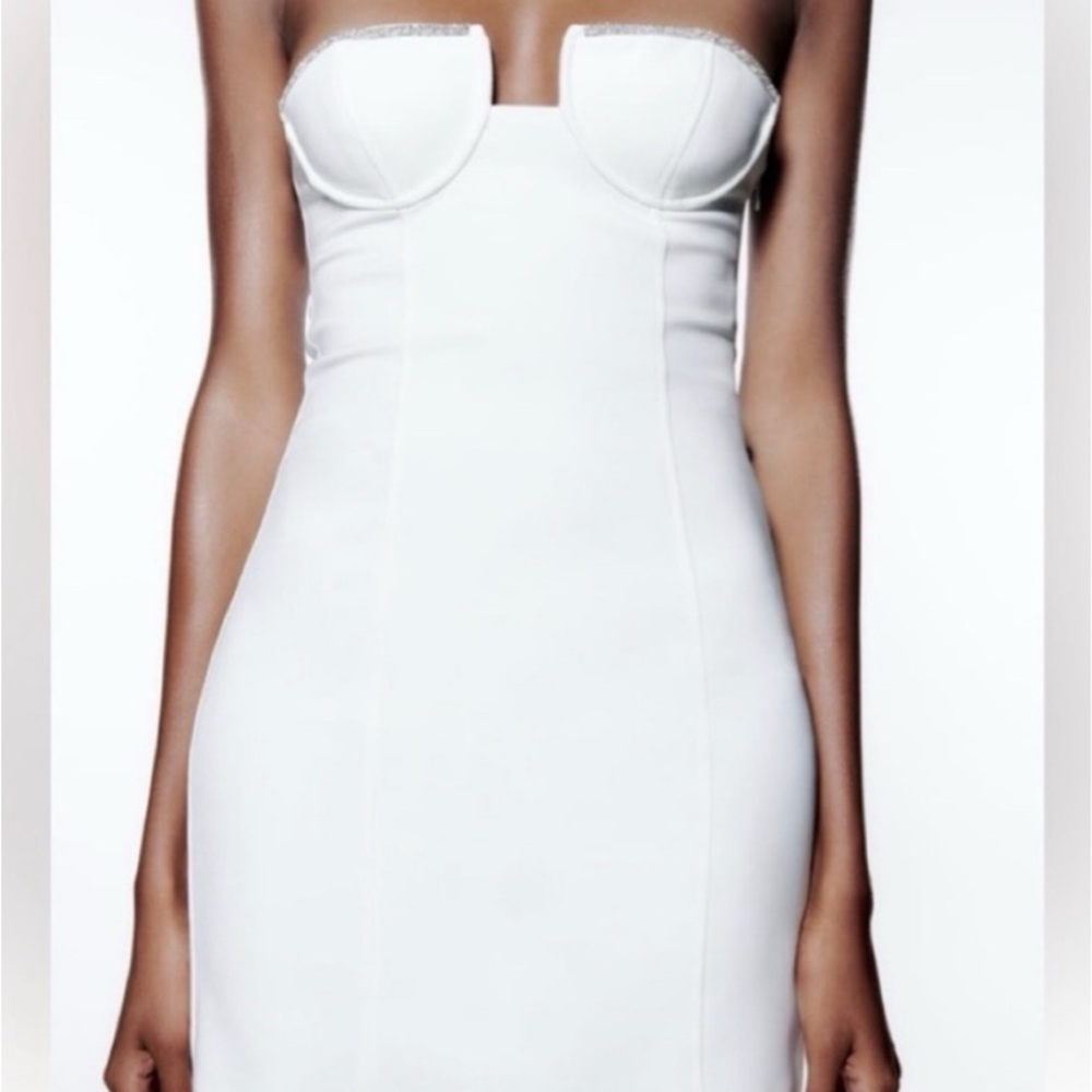Zara White Strapless Bodycon Dress NWT